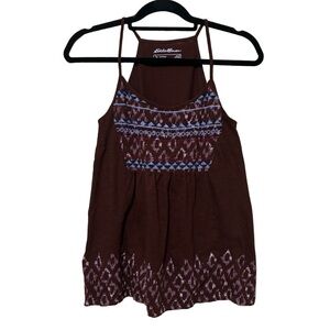 Eddie Bauer Outdoor Embroidered Tank Top Women’s S Concord Red Aztec Western Top